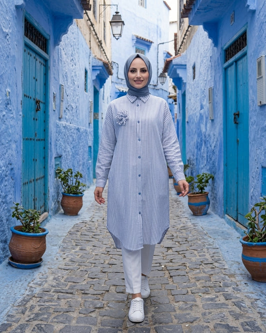 Chemise Nora Rayée – Élégance & Confort Oversize