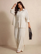 Ensemble Rayé Élégance – Chemise Ample & Pantalon Large