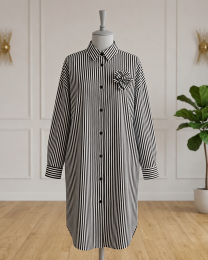 Chemise Nora Rayée – Élégance & Confort Oversize