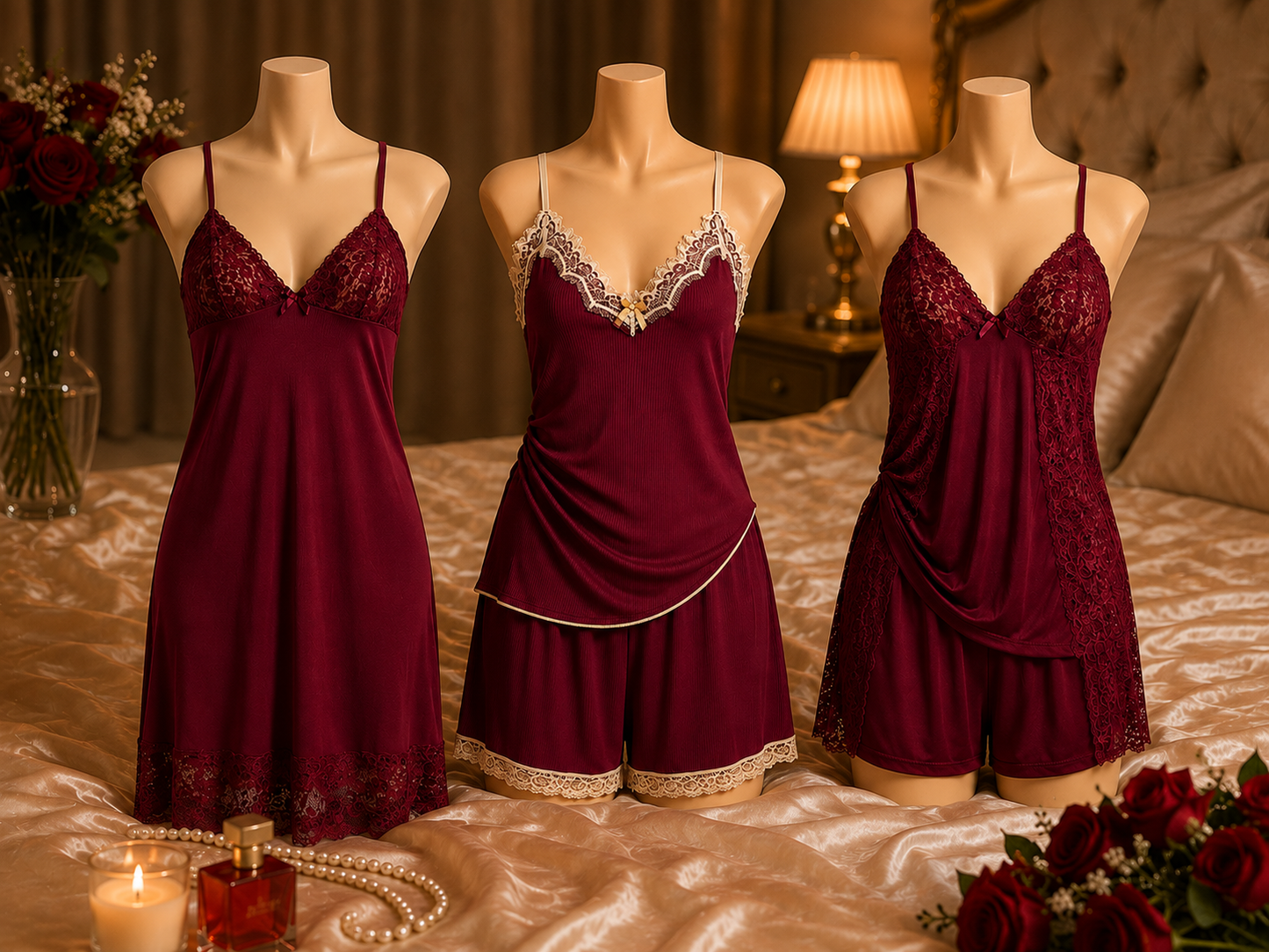 Pack MUSE – Ensemble de Nuit 3 Pièces en Dentelle ⭐⭐⭐⭐⭐