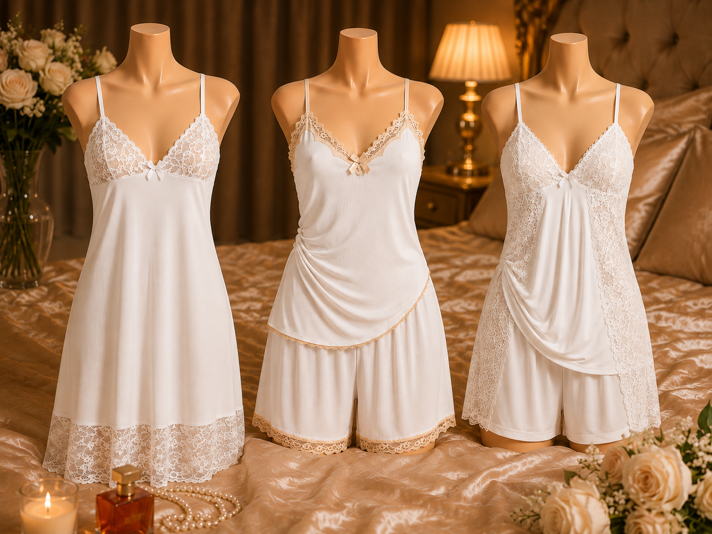 Pack MUSE – Ensemble de Nuit 3 Pièces en Dentelle ⭐⭐⭐⭐⭐