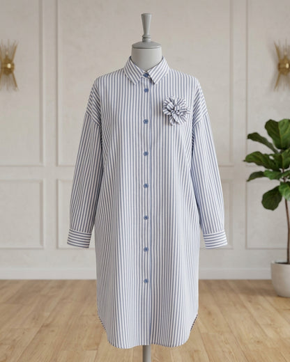 Chemise Nora Rayée – Élégance & Confort Oversize