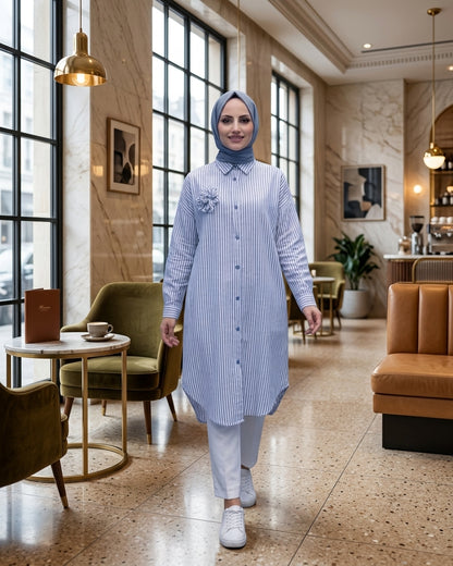 Chemise Nora Rayée – Élégance & Confort Oversize