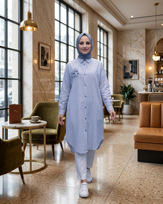 Chemise Nora Rayée – Élégance & Confort Oversize