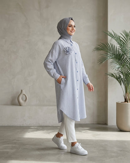 Chemise Nora Rayée – Élégance & Confort Oversize