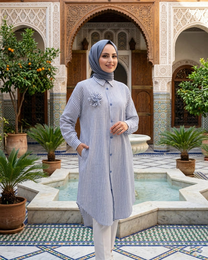 Chemise Nora Rayée – Élégance & Confort Oversize