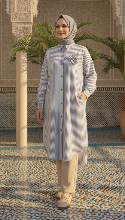 Chemise Nora Rayée – Élégance & Confort Oversize