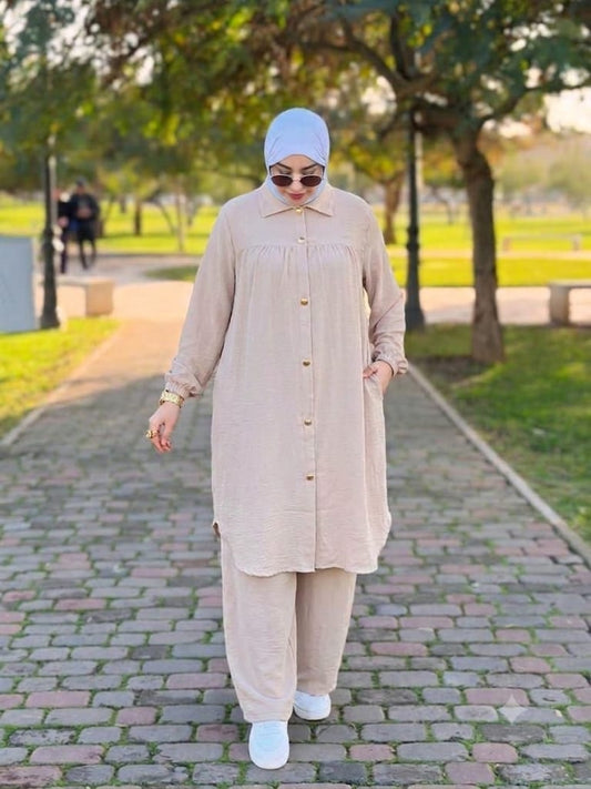 Ensemble Ample Élégance – Tunique Longue & Pantalon
