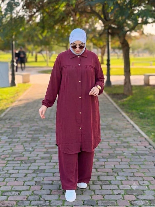 Ensemble Ample Élégance – Tunique Longue & Pantalon