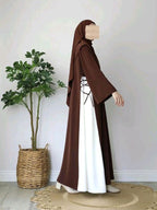 Abaya Bicolore avec Laçage Latéral