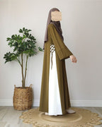 Abaya Bicolore avec Laçage Latéral